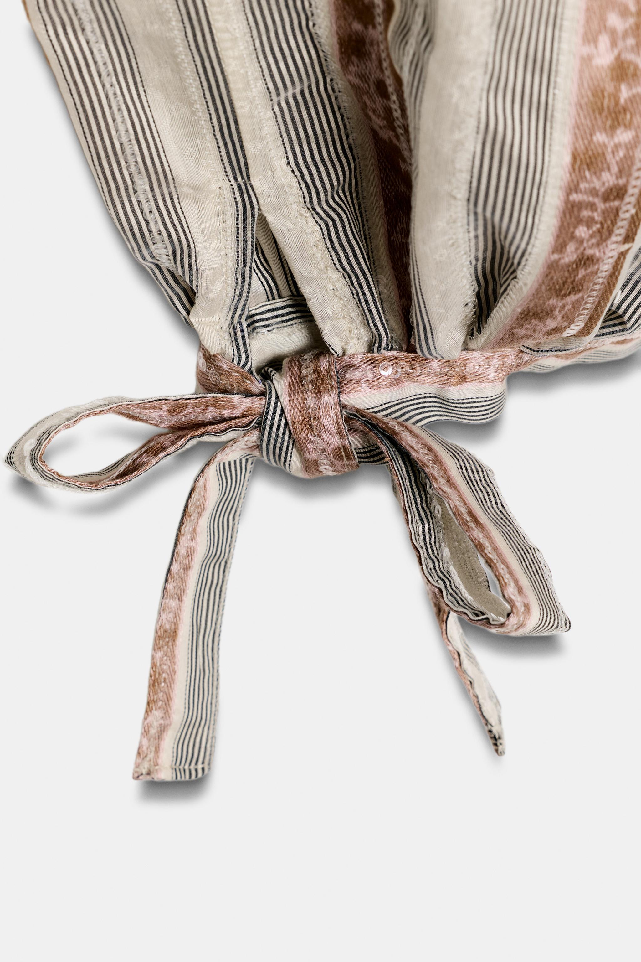 PANTALON BOUFFANT À CEINTURE RAYÉ